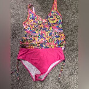 SHEIN Pink and Multicolor Bikini Set